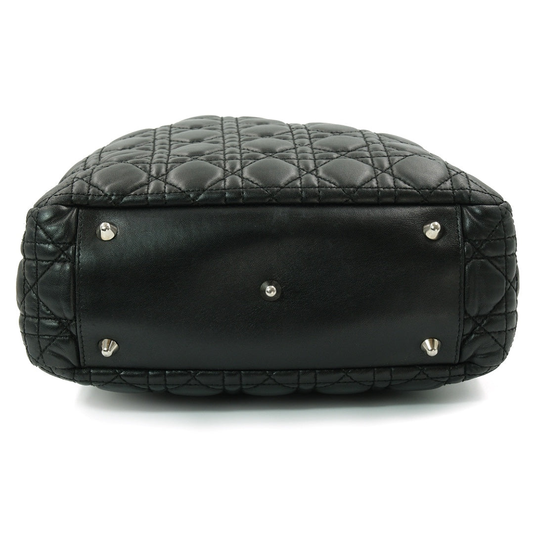 Dior Black Cannage Quilted Leather Soft Lady Dior Tote