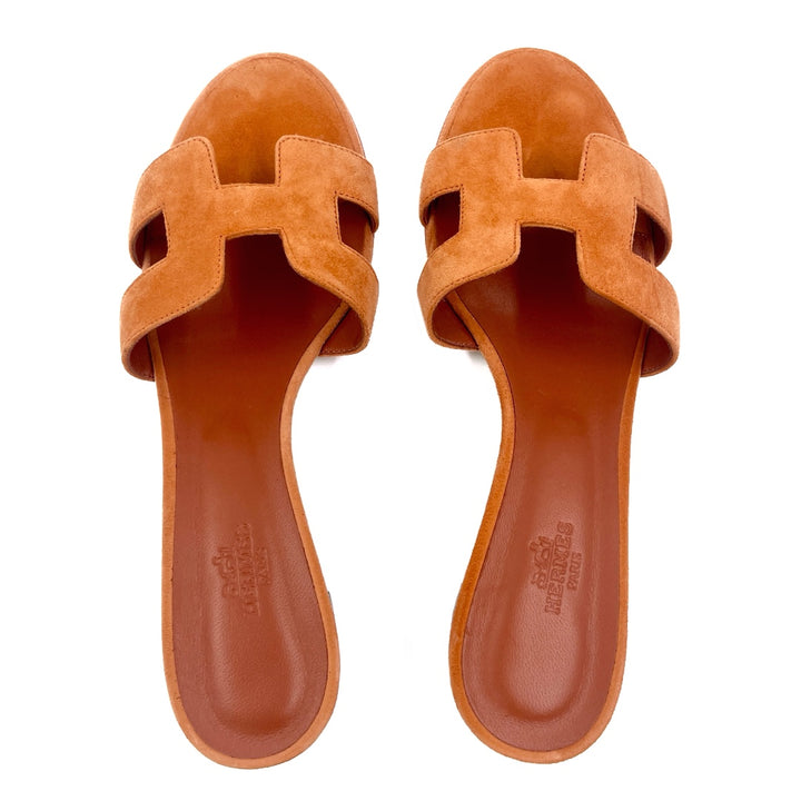 Hermès Oasis Orange Suede Leather Sandals