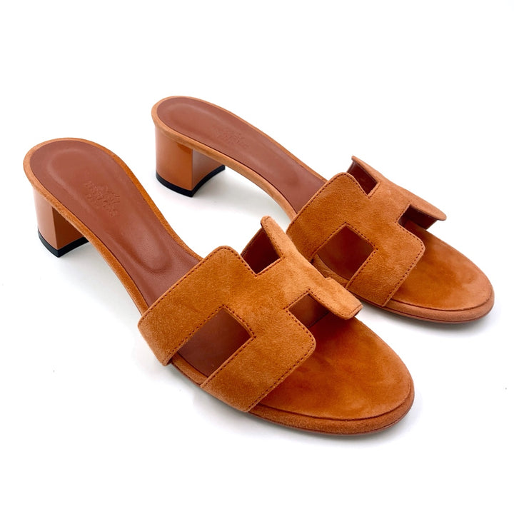 Hermès Oasis Orange Suede Leather Sandals