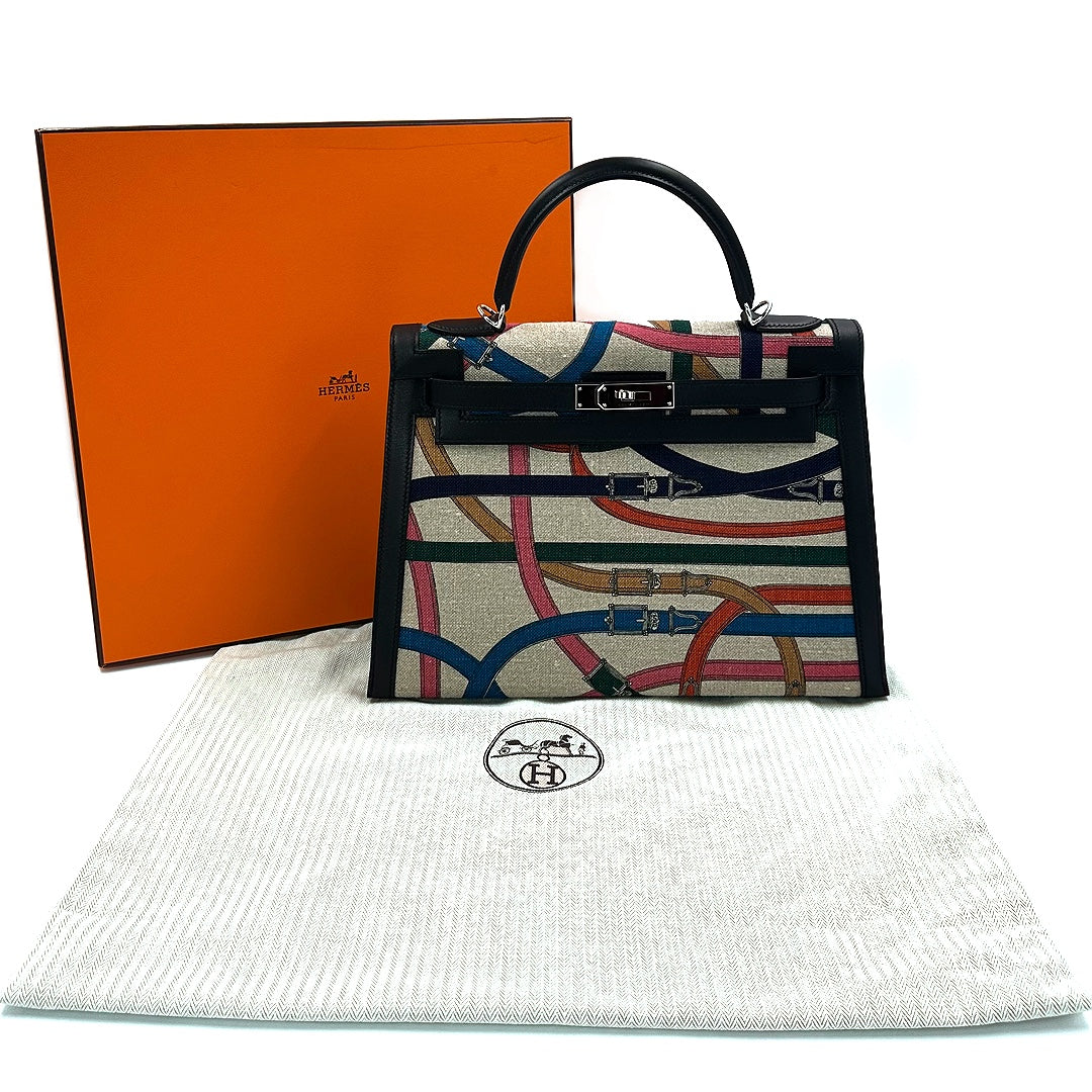 Hermès Kelly Sellier 32 Toile de Camp Cavalcadour PHW, limited edition