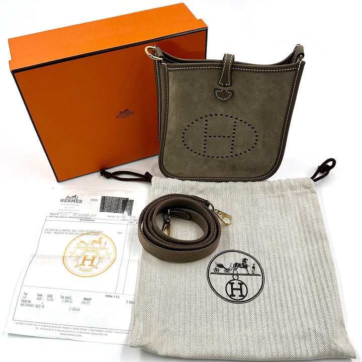 Hermès Evelyne 16 Amazone VEAU Grizzly Clemence Wooly AC GRIS CAILLOU ETOUPE