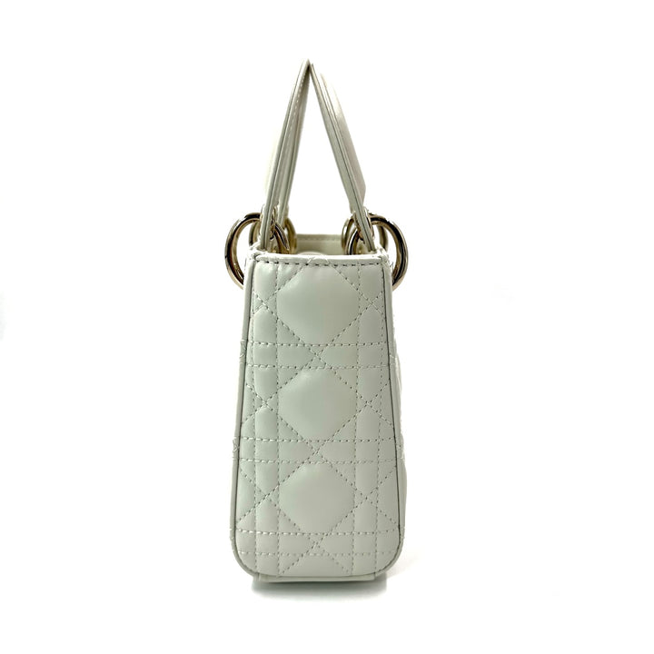 Dior White Cannage Leather Mini Lady Dior Tote