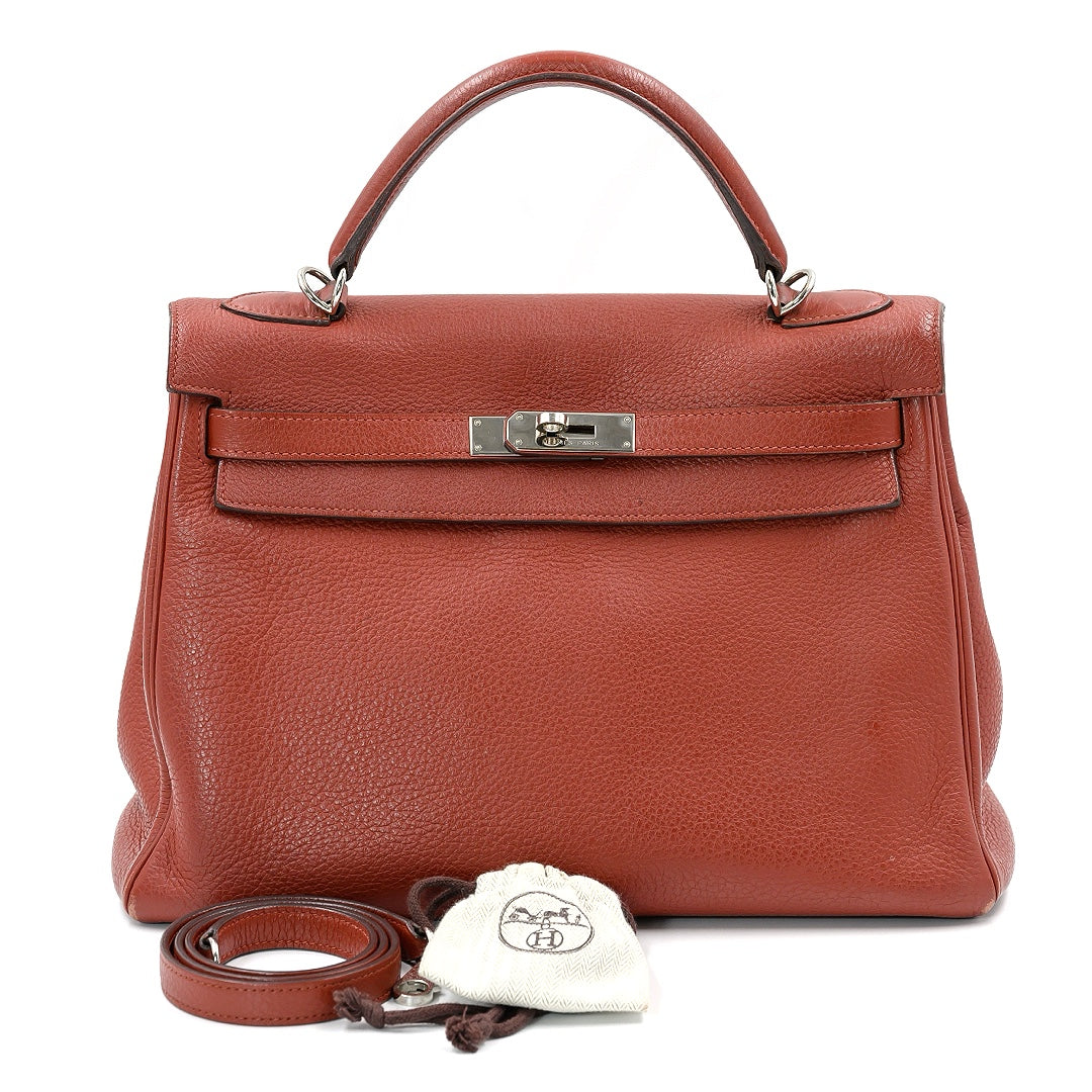 Hermès Rouge Venitien Clemence Leather Kelly 32 Bag