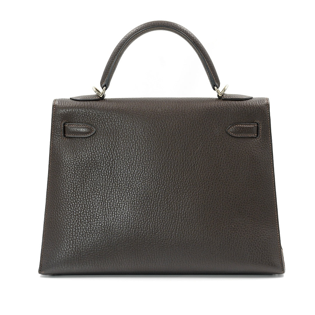 Hermès Ebene Vachetta Fjord Leather Kelly 32 Bag