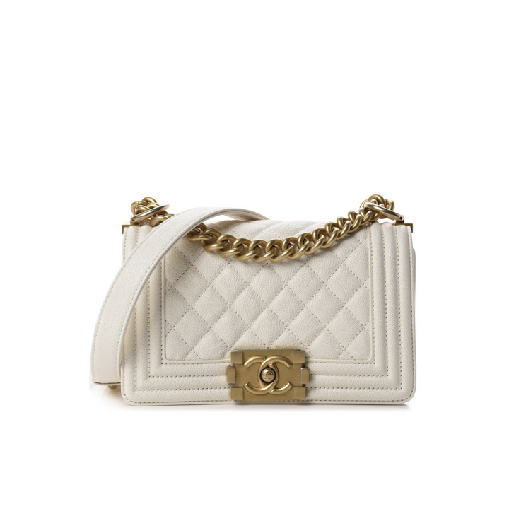 Chanel Caviar Quilted Small Boy Flap White Bag - Gemaee  UAE