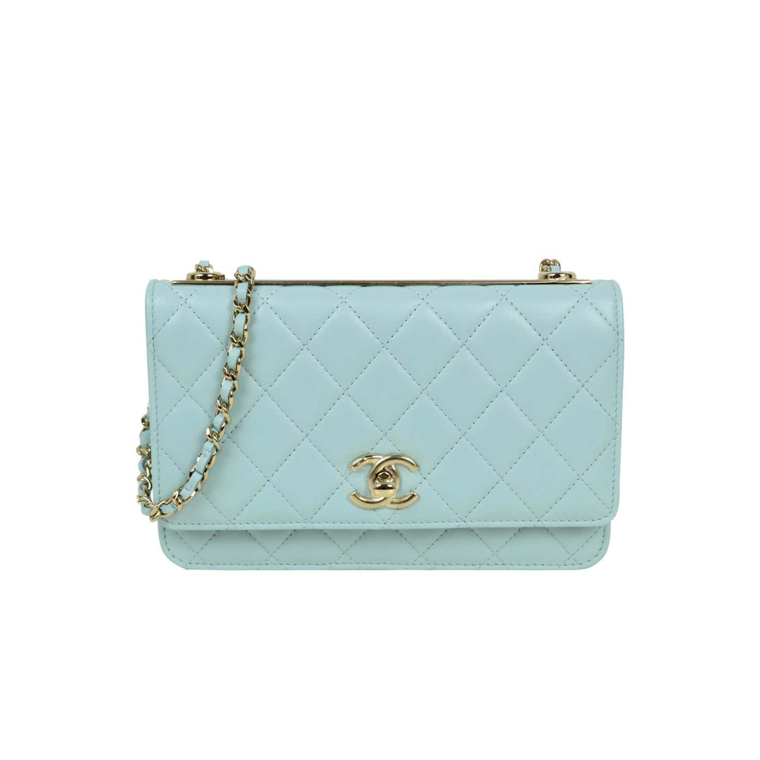 Chanel Lambskin Quilted Trendy CC Wallet On Chain WOC Light Blue Bag - Gemaee  UAE