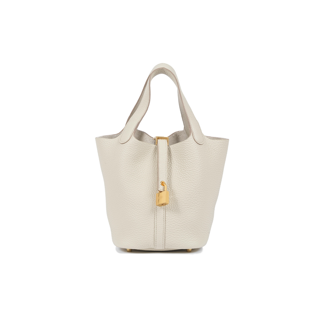 Hermès Picotin Clemence 22 in Beton Color with Gold Hardware - Gemaee  UAE