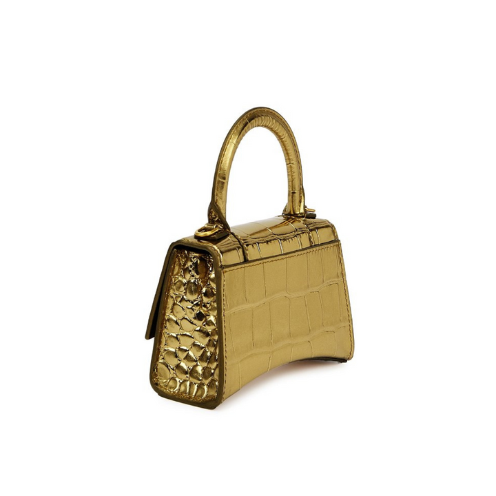 Balenciaga Gold Embossed Hourglass XS Golden Bag