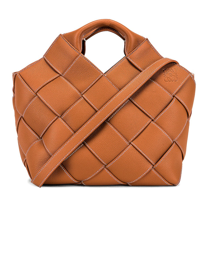 Loewe Brown Woven Leather  Basket Bag