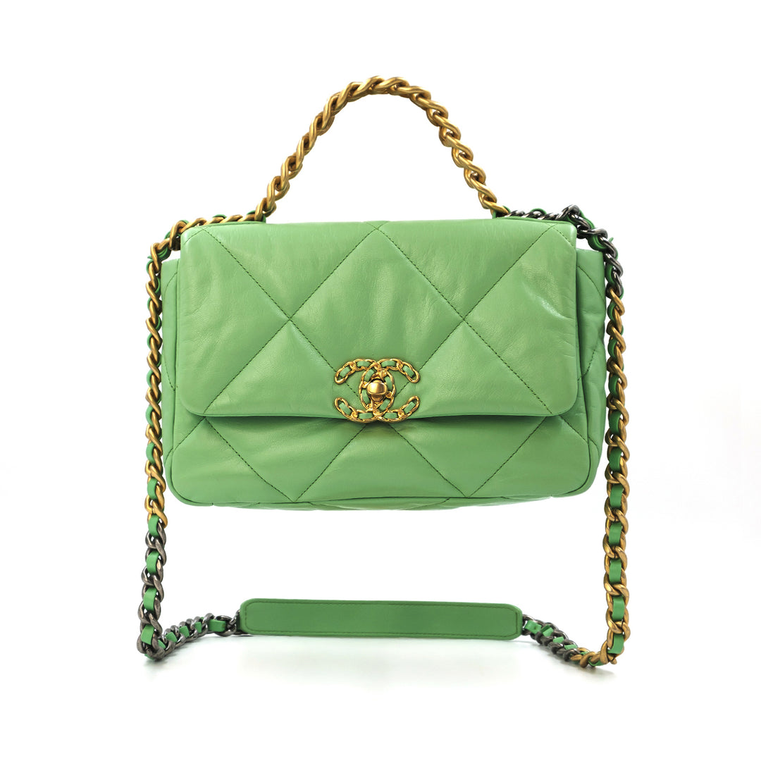 Chanel Medium Lambskin 19 Flap Mint Green Bag