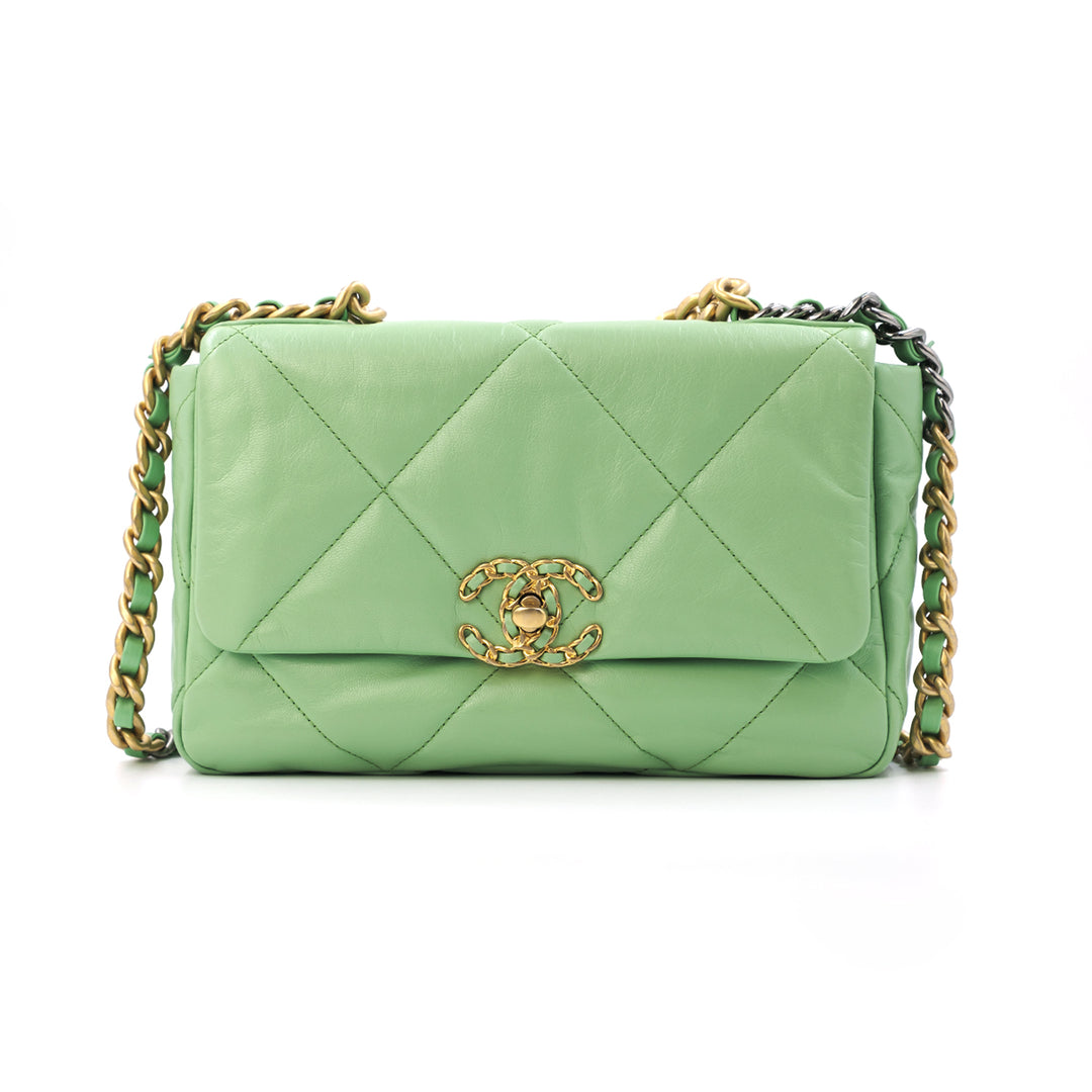 Chanel Medium Lambskin 19 Flap Mint Green Bag