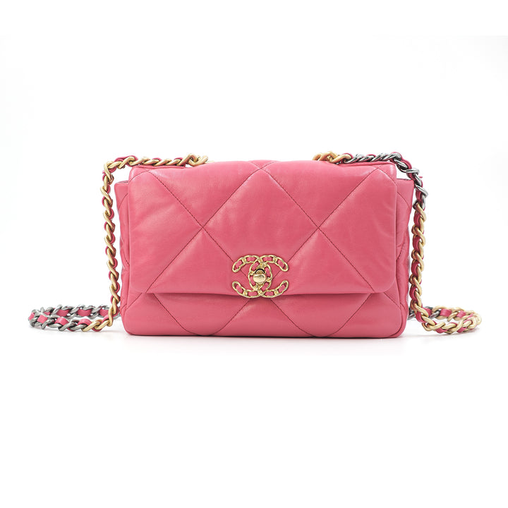 Chanel Medium Lambskin 19 Flap Hot Pink Bag