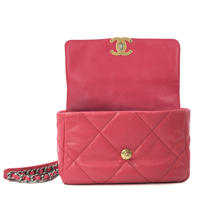 Chanel Medium Lambskin 19 Flap Hot Pink Bag