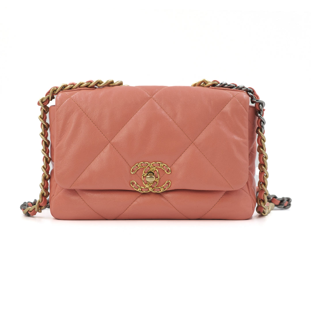 Chanel Medium Lambskin 19 Flap Pink Salmon Bag