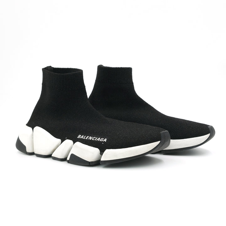 Balenciaga Black Knit Fabric Speed Trainer High Top Sneakers