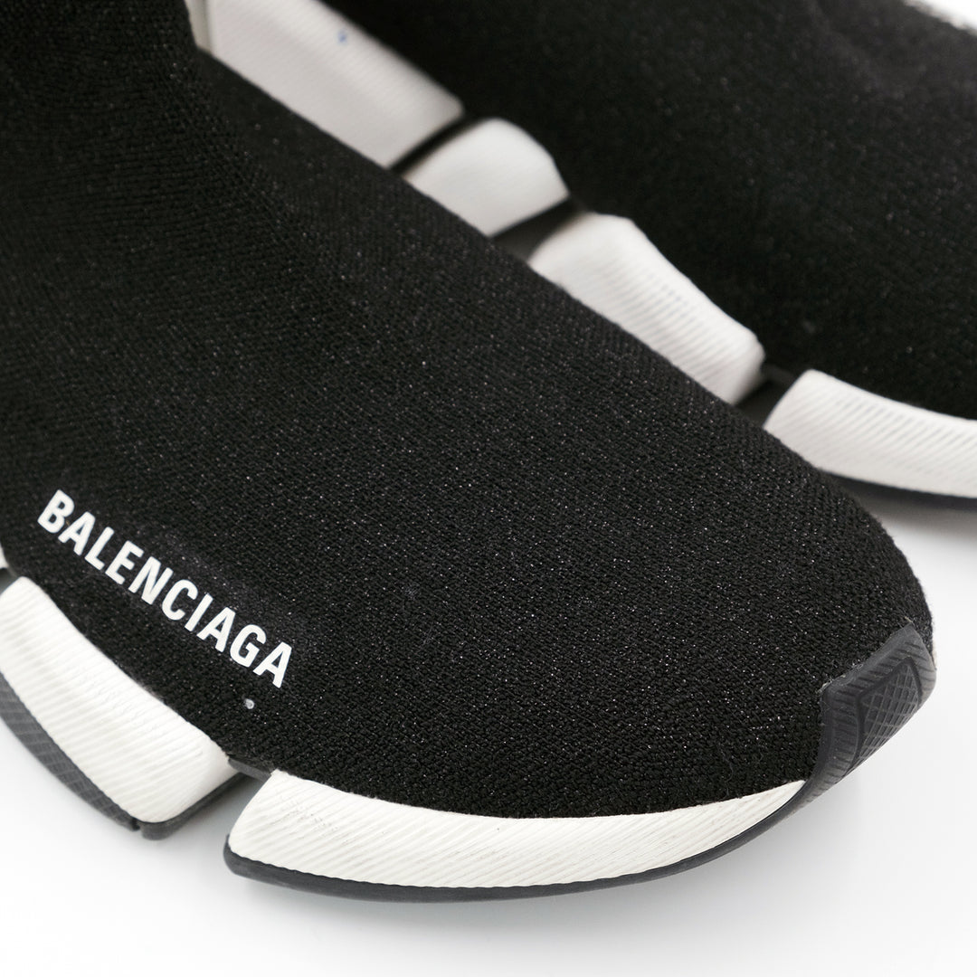 Balenciaga Black Knit Fabric Speed Trainer High Top Sneakers