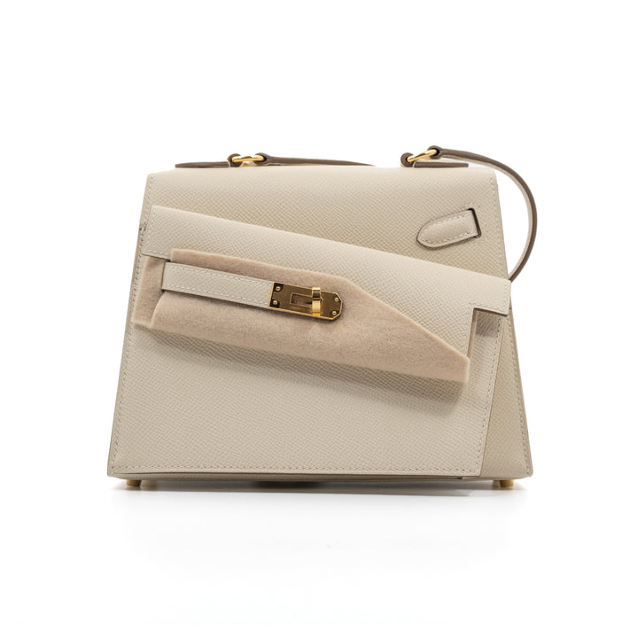 Hermès Epsom Kelly En Desordre Sellier 20 Craie Gold Hardware Bag