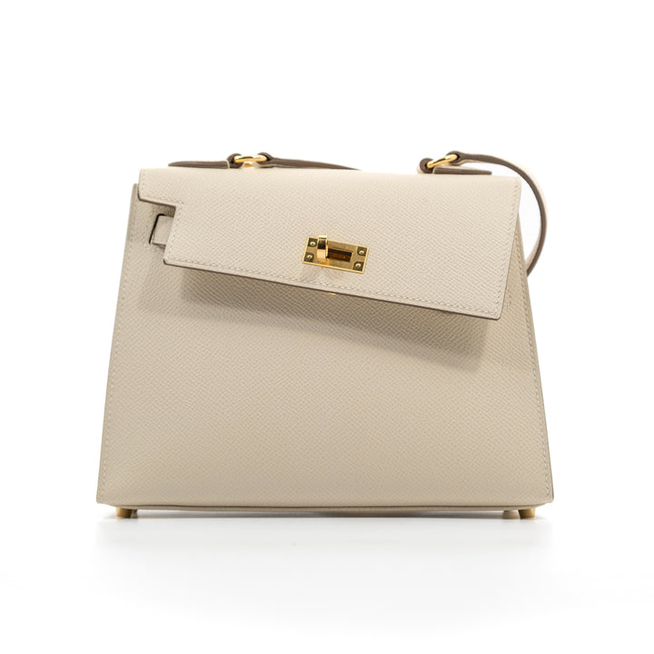 Hermès Epsom Kelly En Desordre Sellier 20 Craie Gold Hardware Bag