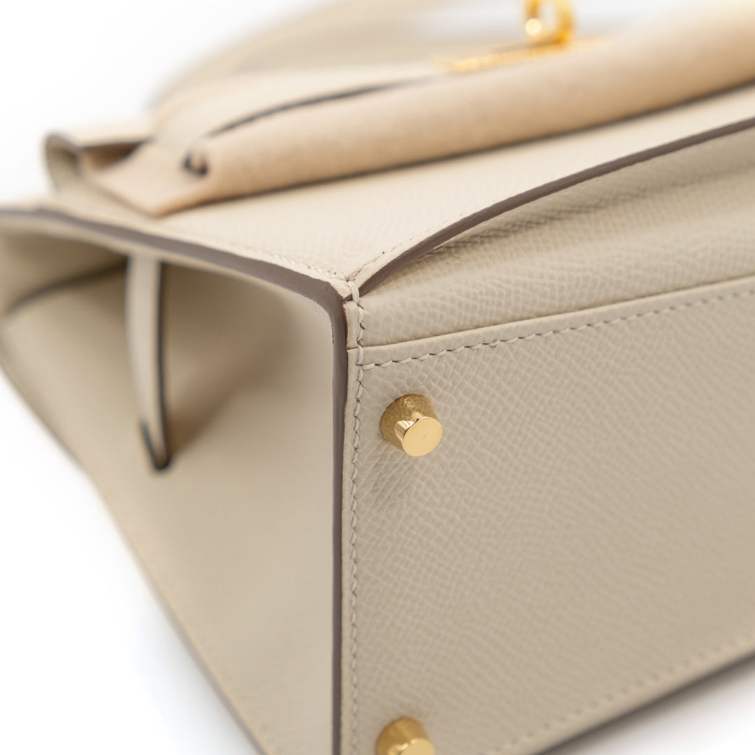 Hermès Epsom Kelly En Desordre Sellier 20 Craie Gold Hardware Bag