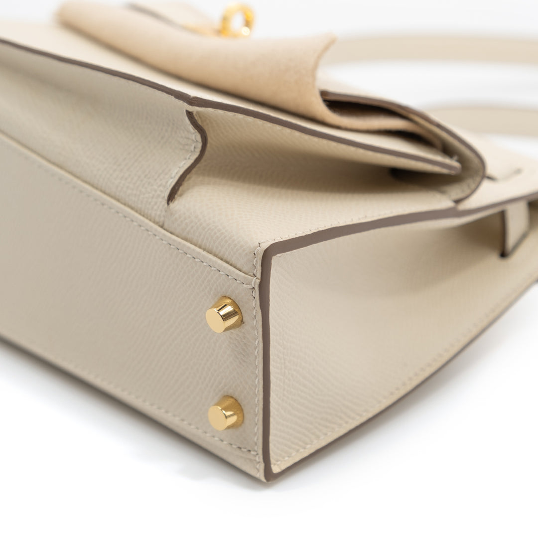 Hermès Epsom Kelly En Desordre Sellier 20 Craie Gold Hardware Bag