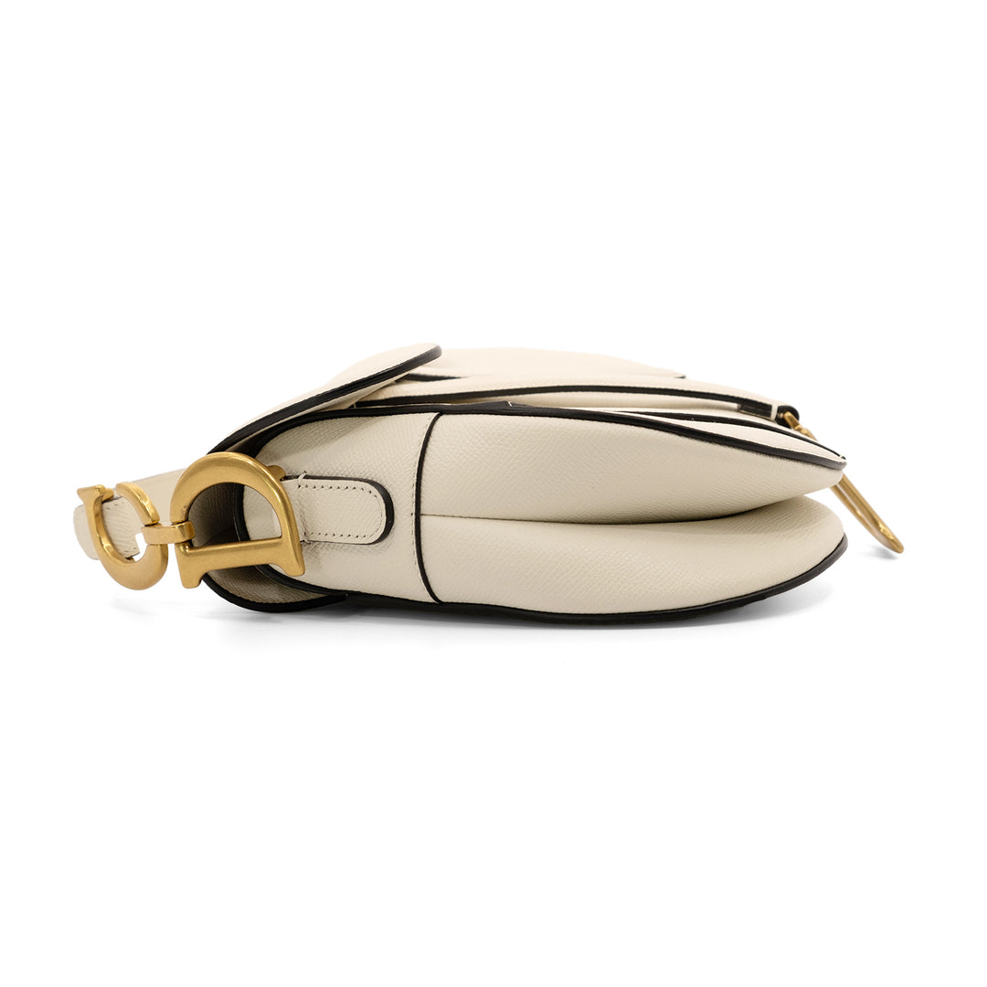 Christian Dior White Medium Saddle Bag