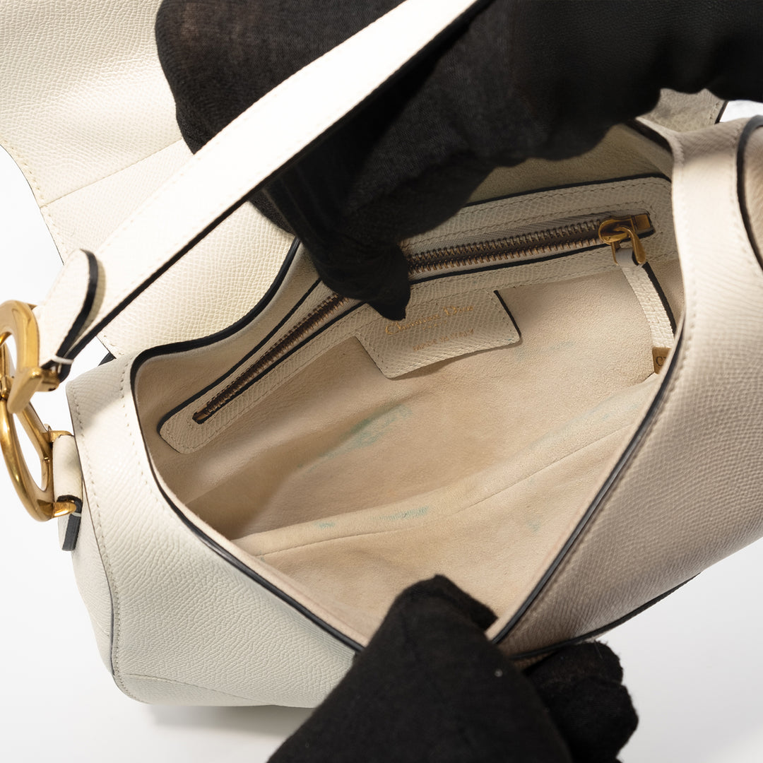 Christian Dior White Medium Saddle Bag