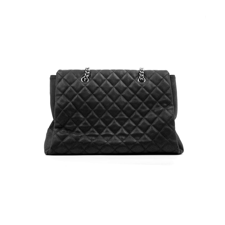 Chanel Black Quilted Matte Caviar Leather Lady Pearly Tote Bag