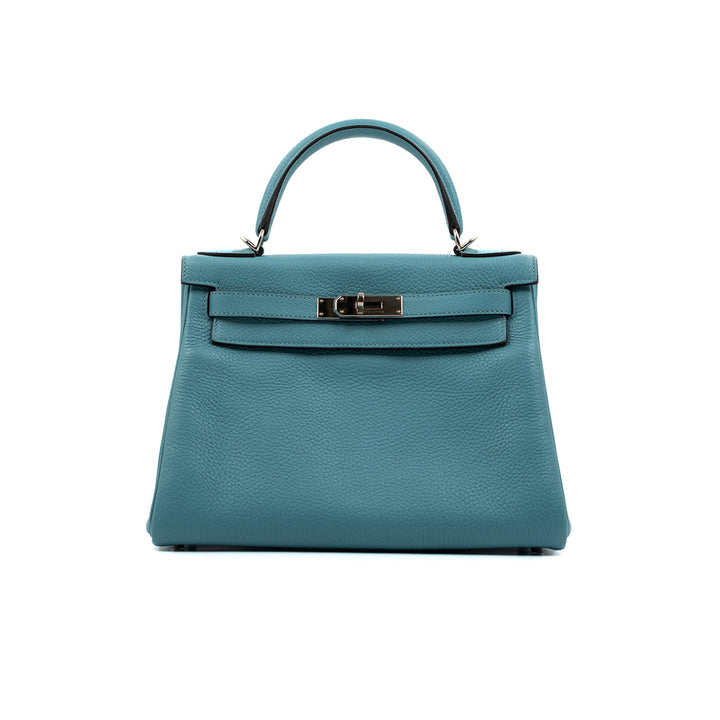 Hermès Kelly 28 Togo Blue Atol Palladium Hardware Bag