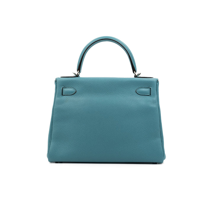 Hermès Kelly 28 Togo Blue Atol Palladium Hardware Bag