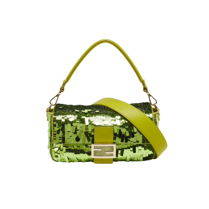 Fendi Green Sequins and Leather Re-Edition Sex and the City Baguette Bag