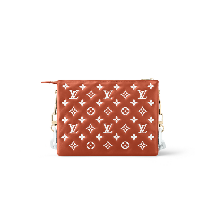 Louis Vuitton Lambskin Embossed Monogram Coussin PM Terracotta Brown