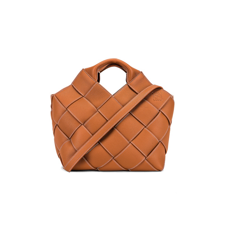 Loewe Brown Woven Leather  Basket Bag