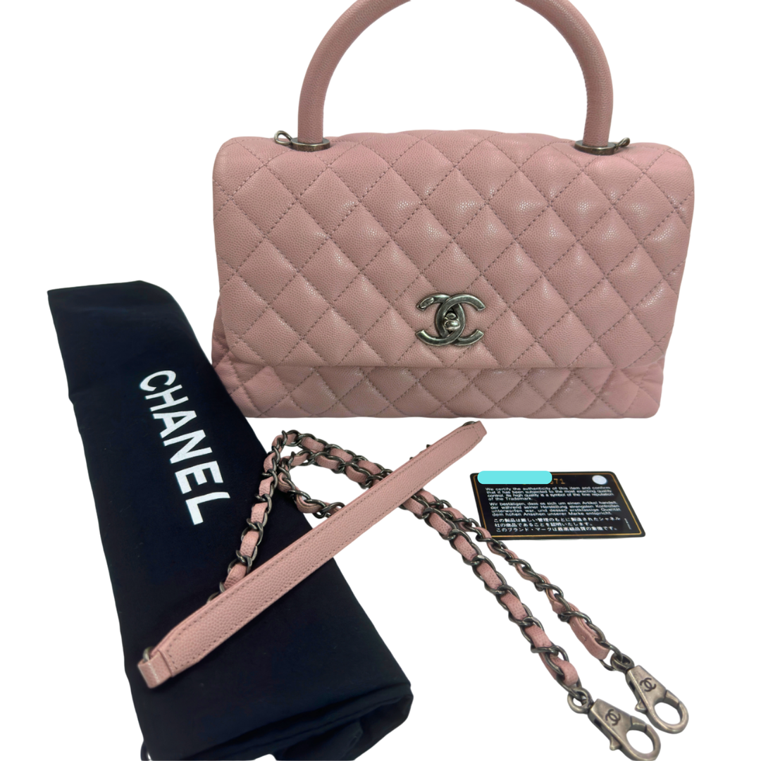 Chanel Caviar Quilted Medium Coco Handle Flap Light Pink Bag