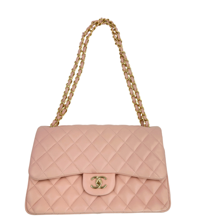 Chanel Chanel Lambskin Quilted Jumbo Double Flap Light Pink Bag