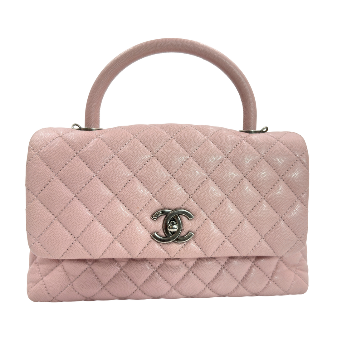 Chanel Caviar Quilted Medium Coco Handle Flap Light Pink Bag