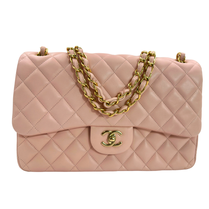 Chanel Chanel Lambskin Quilted Jumbo Double Flap Light Pink Bag