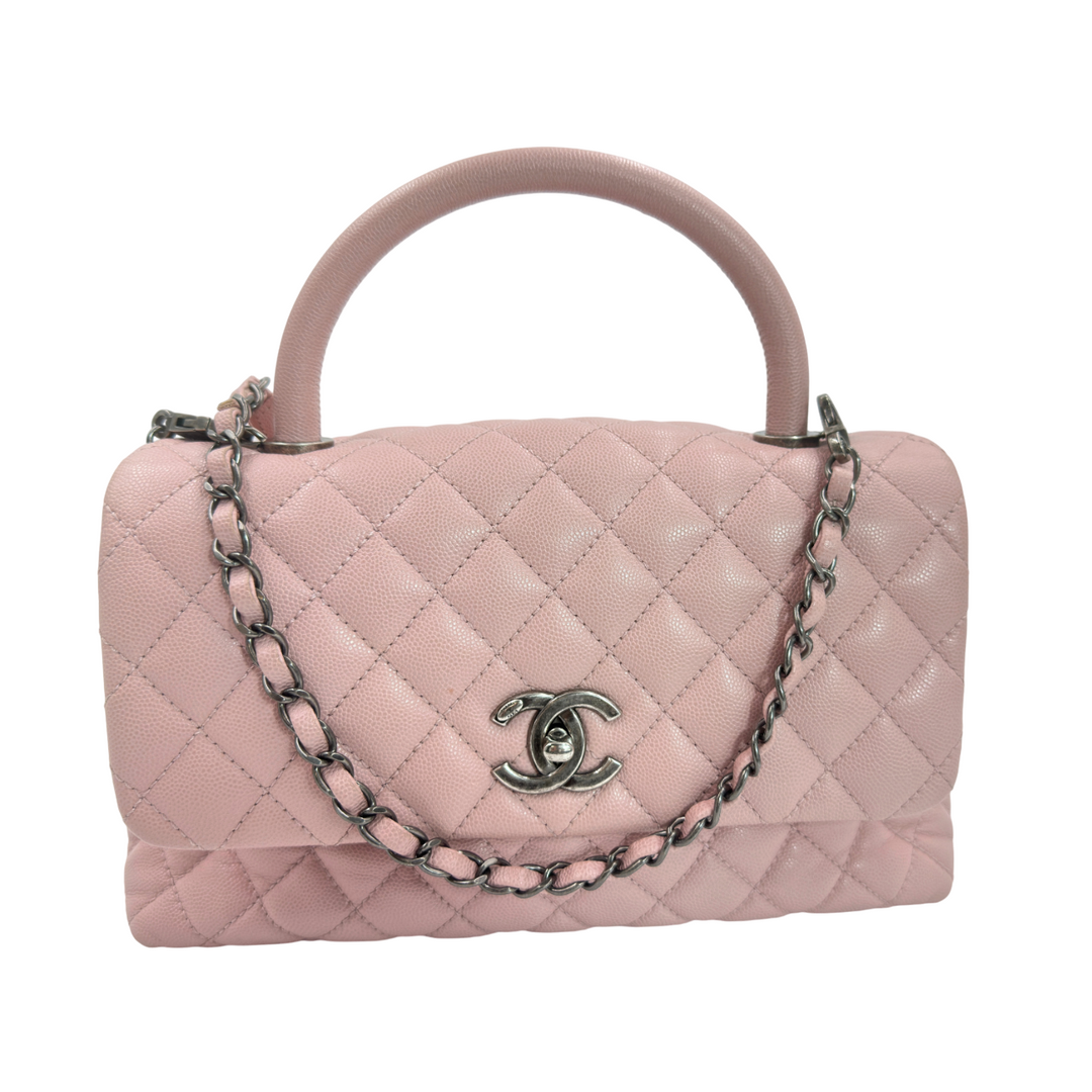 Chanel Caviar Quilted Medium Coco Handle Flap Light Pink Bag