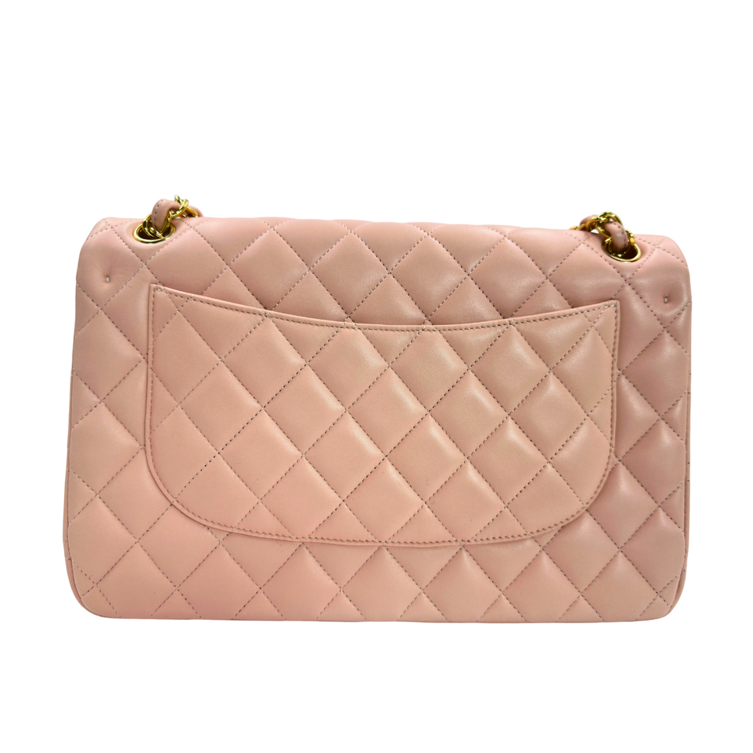 Chanel Chanel Lambskin Quilted Jumbo Double Flap Light Pink Bag