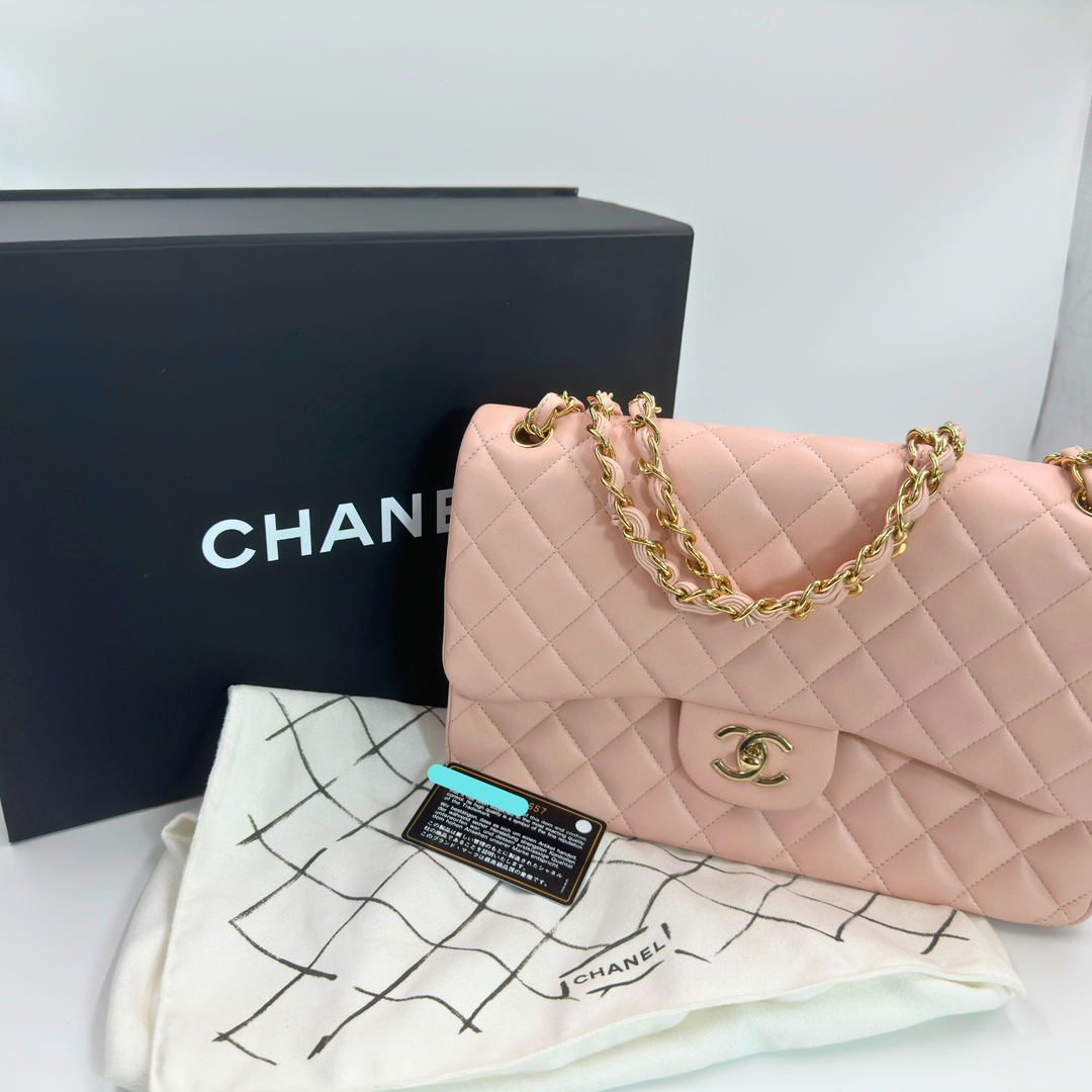 Chanel Chanel Lambskin Quilted Jumbo Double Flap Light Pink Bag