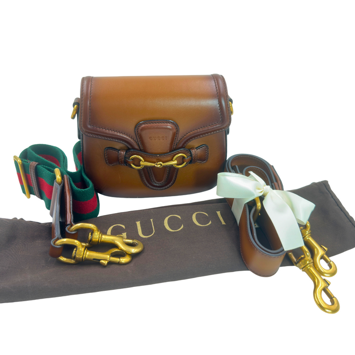 Gucci Brown Ombre Leather Lady Web Shoulder Bag