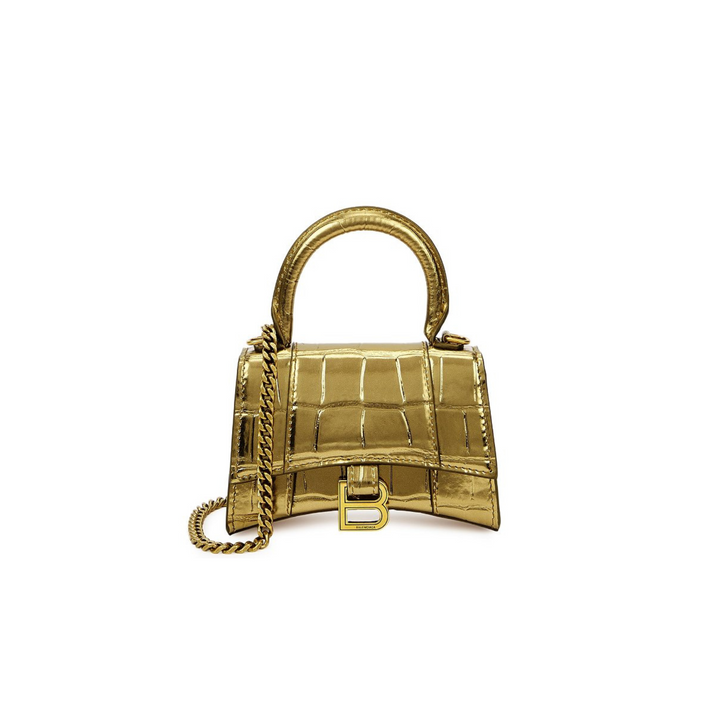 Balenciaga Gold Embossed Hourglass XS Golden Bag