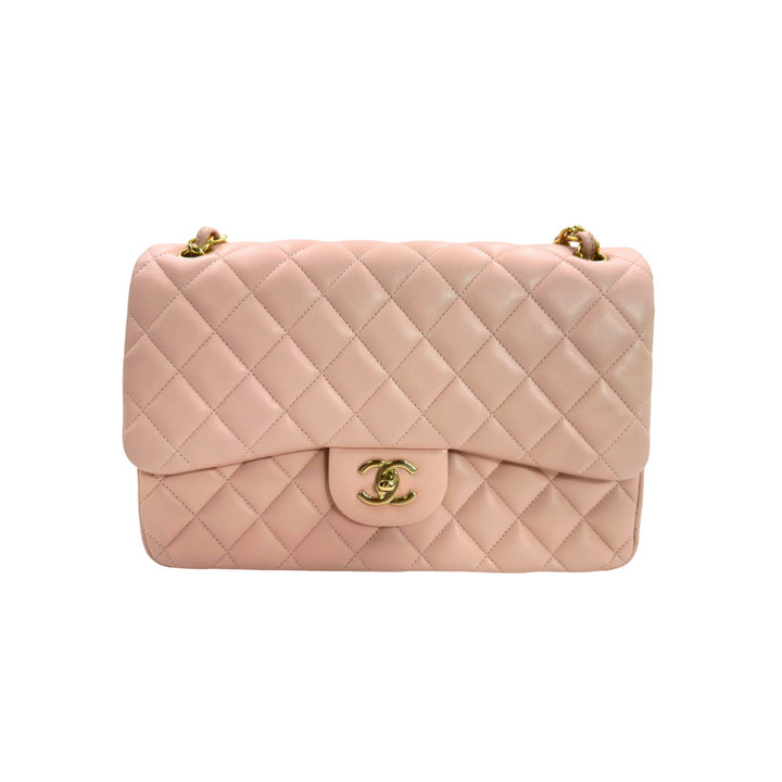 Chanel Chanel Lambskin Quilted Jumbo Double Flap Light Pink Bag