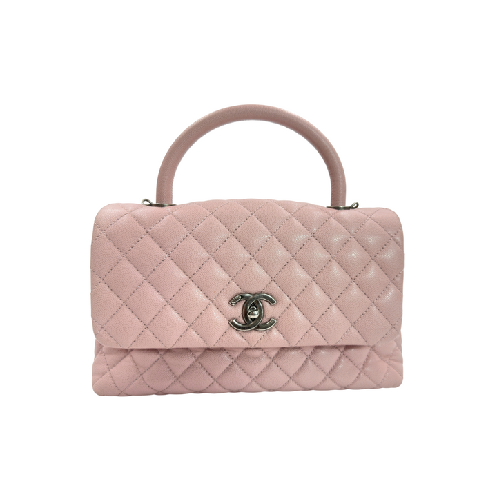 Chanel Caviar Quilted Medium Coco Handle Flap Light Pink Bag