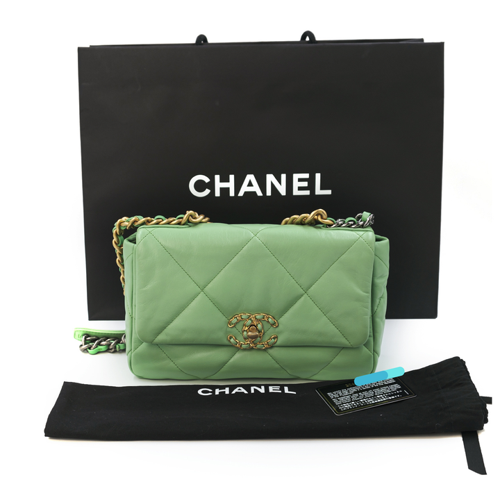 Chanel Medium Lambskin 19 Flap Mint Green Bag