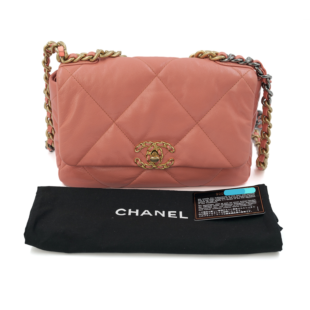 Chanel Medium Lambskin 19 Flap Pink Salmon Bag