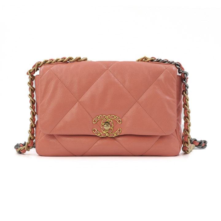 Chanel Medium Lambskin 19 Flap Pink Salmon Bag