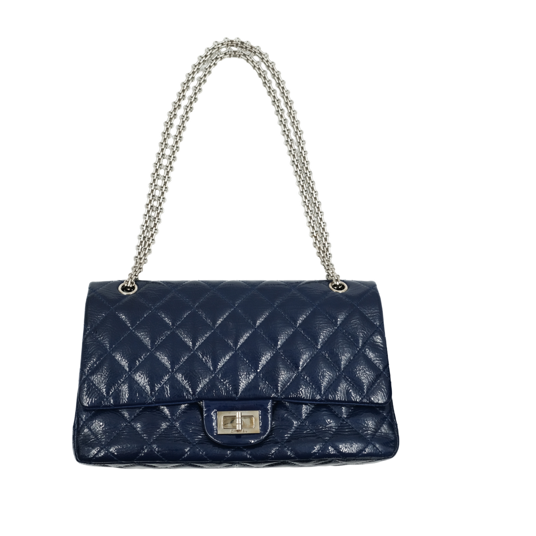 Chanel Navy Vernis Reissue 2.57 Quilted  Leather Flap Bag