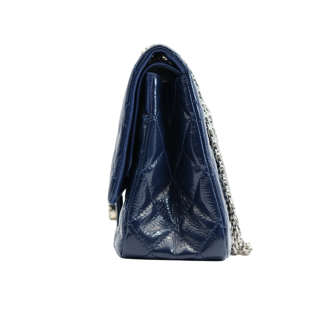 Chanel Navy Vernis Reissue 2.57 Quilted  Leather Flap Bag