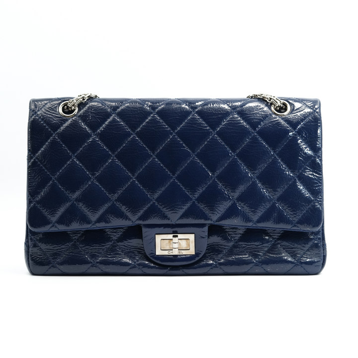 Chanel Navy Vernis Reissue 2.57 Quilted  Leather Flap Bag