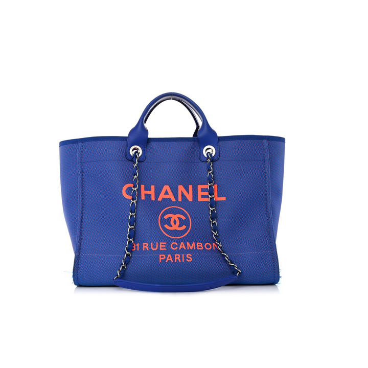 Chanel Mixed Fibers Medium Deauville Tote Blue Orange Bag - Gemaee  UAE